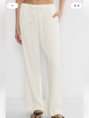 Aritzia Winifred Wide-Leg Drawstring Pants Light Birch So Soft Casual Pant Small